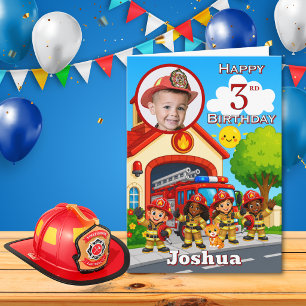 Feuerwehrmann 3. Geburtstags-Fotokarte Karte