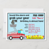 Feuerwehrmann 4. Party Einladung (Vorderseite)