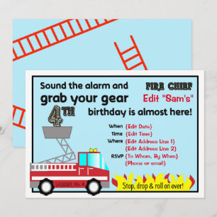Feuerwehrmann 4. Party Einladung