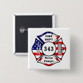 Feuerwehrmann 9/11 vergessen nie 343 button (Vorne & Hinten)