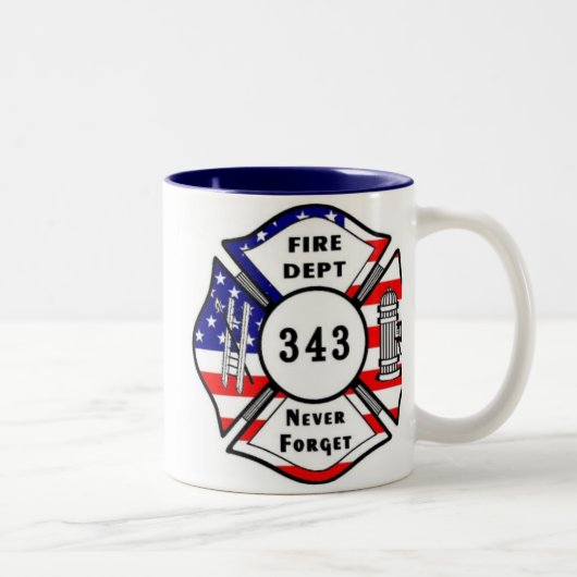 Feuerwehrmann 9/11 vergessen nie 343 zweifarbige tasse (Rechts)