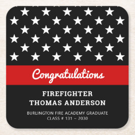 Feuerwehrmann Abschluss Party der Thin Red Line Rechteckiger Pappuntersetzer