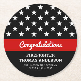 Feuerwehrmann Abschluss Party der Thin Red Line Runder Pappuntersetzer