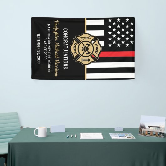 Feuerwehrmann Abschluss Red Flag Feuerwehrmann Par Banner (Messeveranstaltung)