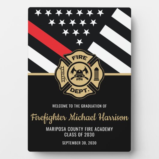 Feuerwehrmann Abschluss Red Line Feuerwehrmann wil Fotoplatte (Vorderseite)