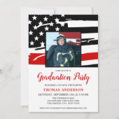 Feuerwehrmann Abschluss Thin Red Line Feuerwehrman Einladung (Vorderseite)