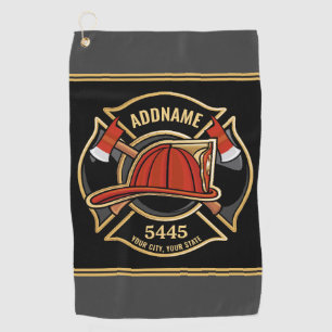 Feuerwehrmann ADD NAME Feuerwehr-Abteilung Badge Golfhandtuch