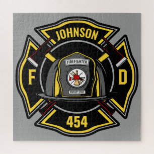 Feuerwehrmann ADD NAME Feuerwehr Rettungsteam Puzzle