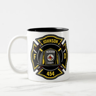 Feuerwehrmann ADD NAME Feuerwehr Rettungsteam  Zweifarbige Tasse