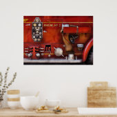 Feuerwehrmann - altmodische Kontrollen Poster (Küche)