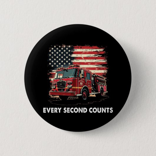 Feuerwehrmann Amerikanische Flagge Dünne Rote Lini Button (Vorderseite)