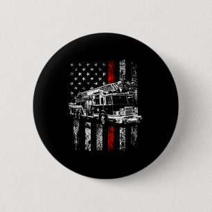 Feuerwehrmann Amerikanische Flagge Dünne Rote Lini Button