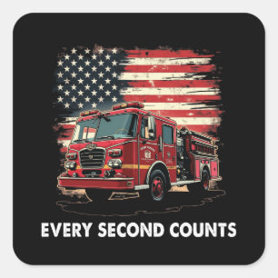Feuerwehrmann Amerikanische Flagge Dünne Rote Lini Quadratischer Aufkleber