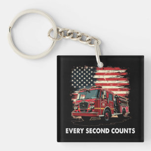 Feuerwehrmann Amerikanische Flagge Dünne Rote Lini Schlüsselanhänger