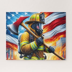 Feuerwehrmann Amerikanische Flagge Puzzle