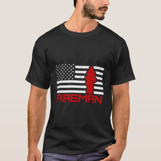 Feuerwehrmann - amerikanisches Flag-Geschenk Langs T-Shirt (Vorderseite)