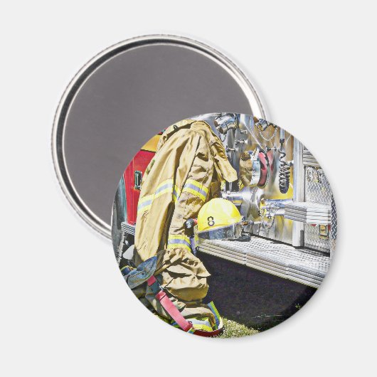 Feuerwehrmann Anzug und LKW Magnet (Vorderseite/Rückseite)