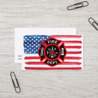 Feuerwehrmann-Aquarell-Flagge-Malteserkreuz Visitenkarte