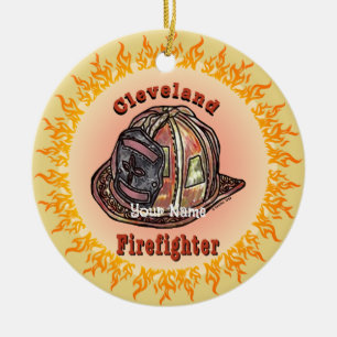 Feuerwehrmann aus Cleveland Keramik Ornament