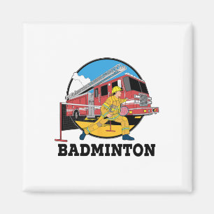 Feuerwehrmann Badminton Feuerwehr Sp Magnet