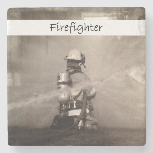 Feuerwehrmann bei der Arbeit Steinuntersetzer (Vorderseite)