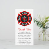 Feuerwehrmann-Beileid danken Ihnen Malteserkreuz Dankeskarte (Stehend Vorderseite)