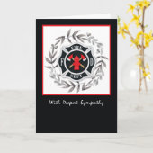 Feuerwehrmann-Beileids-SchwarzesWreath Karte (Gelbe Blume)