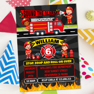 Feuerwehrmann Birthday Fire Truck Party Invi Einladung