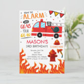 Feuerwehrmann Birthday Party Einladung (Stehend Vorderseite)