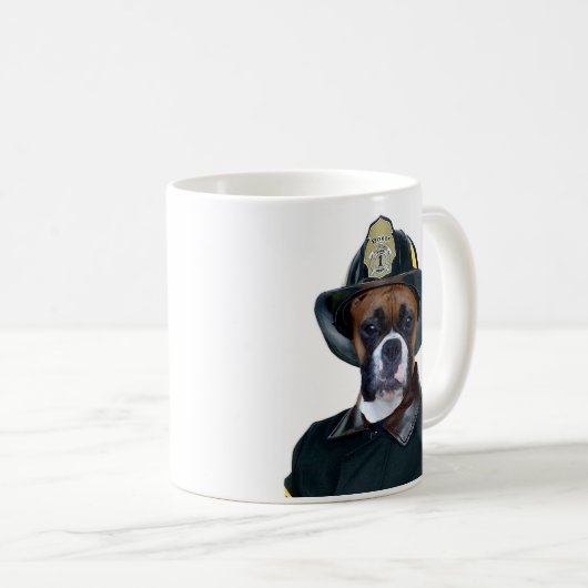 Feuerwehrmann-Boxer-HundeTasse Kaffeetasse (VorderseiteRechts)