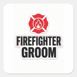 Feuerwehrmann Bräutigam Quadratischer Aufkleber