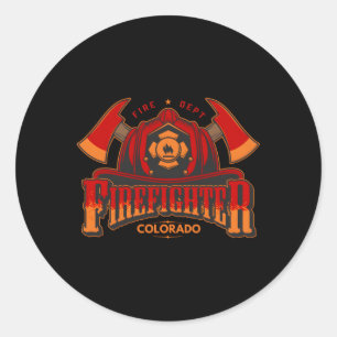 Feuerwehrmann Colorado für Feuer oder Helm Runder Aufkleber