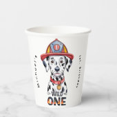Feuerwehrmann Dalmatiner Wild 1. Geburtstag Party Pappbecher (Vorderseite)
