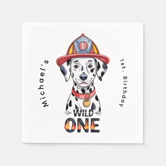 Feuerwehrmann Dalmatiner Wild 1. Geburtstag Party Serviette (Vorderseite)
