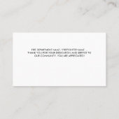 Feuerwehrmann Danke, dass Sie das Herz der roten F Visitenkarte (Rückseite)