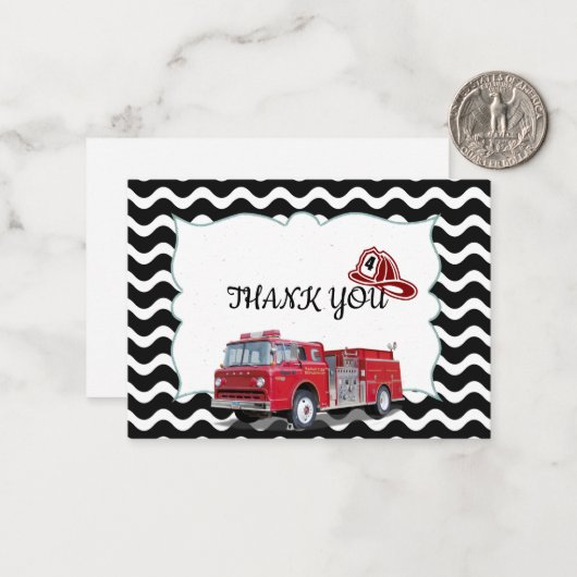 Feuerwehrmann Dankeschön Karten (Vorderseite/Rückseite Beispiel)