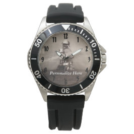 Feuerwehrmann, der die Linien arbeitet Armbanduhr