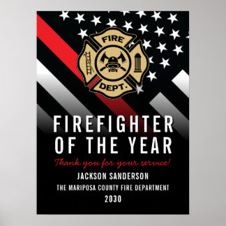 Feuerwehrmann des Jahres Mitarbeiter-Logo Rote Lin Poster