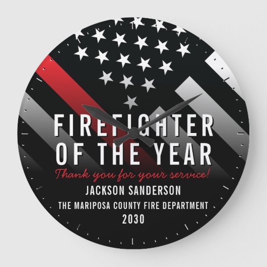 Feuerwehrmann des Jahres - Rote Linie der Mitarbei Große Wanduhr (Vorderseite)