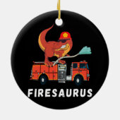 Feuerwehrmann Dinosaur Funny Fireman Truck T Rex Keramik Ornament (Hinten)