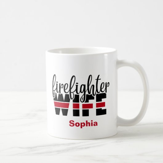 Feuerwehrmann Ehefrau Personalisiert dünne rote Li Kaffeetasse (Rechts)