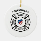 Feuerwehrmann-Ehefrauen USA Keramik Ornament (Vorne)