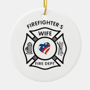 Feuerwehrmann-Ehefrauen USA Keramik Ornament
