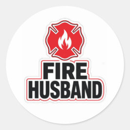 Feuerwehrmann-Ehemann Runder Aufkleber