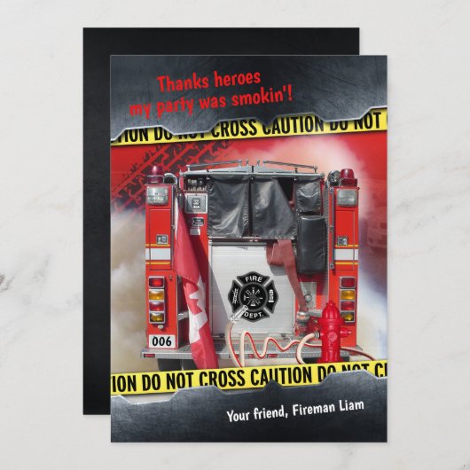 Feuerwehrmann Einladung (Vorne/Hinten)
