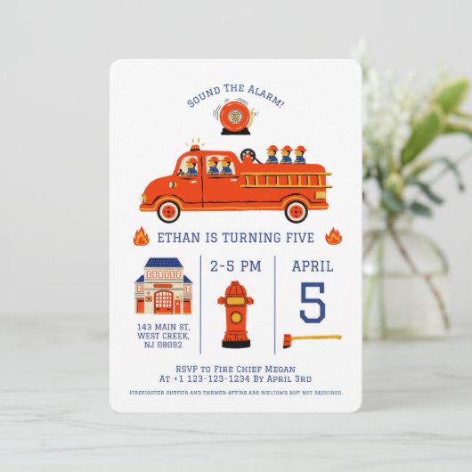 Feuerwehrmann Einladung (Stehend Vorderseite)