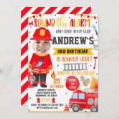 Feuerwehrmann Einladung zum Geburtstag mit Foto (Vorne/Hinten)