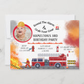 Feuerwehrmann Einladung zur Geburtstagspartei (Vorderseite)