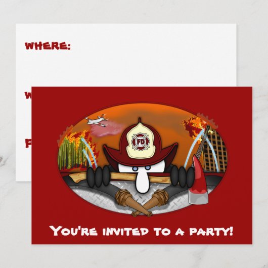 Feuerwehrmann - Einladungen (Vorne/Hinten)