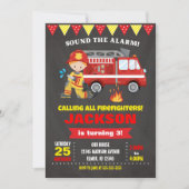 Feuerwehrmann Einladungs-Chalkboard Einladung (Vorderseite)